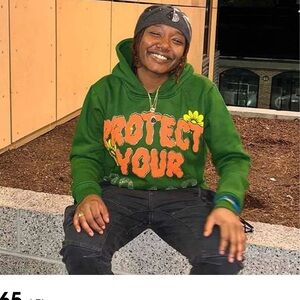 Euphoric Protect Your Peace Green Hoodie Size Medium